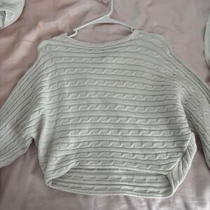 Fabrik Women's Cream Sweatshirt Twisted Detailing Cozy Fall Medium Scoop Neck